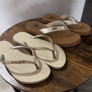 Reef Sandals in Tan and Gold